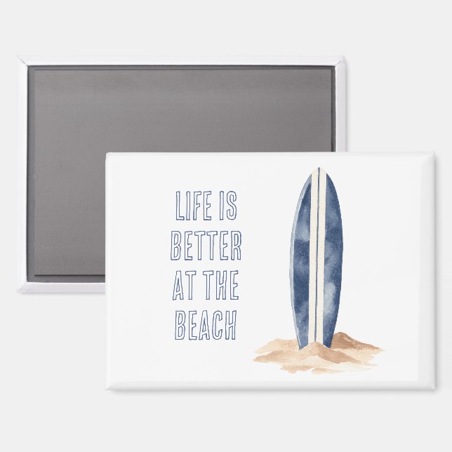 Küstenstrandsand Blau Weiße Surfbretter Magnet (Vorderseite/Rückseite)