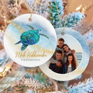 Küstenstrandschildkröte Mele Kalikimaka Foto Keramik Ornament