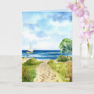 Küstenstrandszene mit Sailboat Shoreline Karte