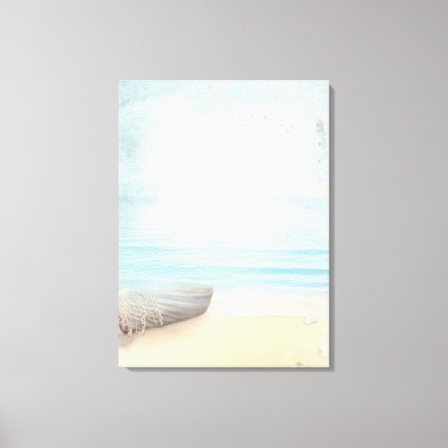 Küstenstrasse mit einem Fischerboot Leinwanddruck (Vorderseite)