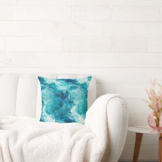 Küstenteal Aqua Blau Alcohol-Tinte Marmor Kissen