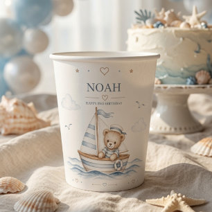 Küstenteddybär-nautischer Geburtstag Pappbecher