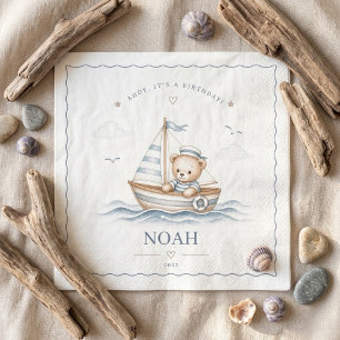 Küstenteddybär-nautischer Geburtstag Serviette