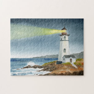 Küstenteleuchtturm mit Lichtstrahl Puzzle