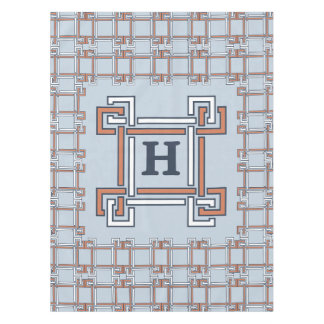 Küstenterrakotta Himmelblau Monogramm Tischdecke