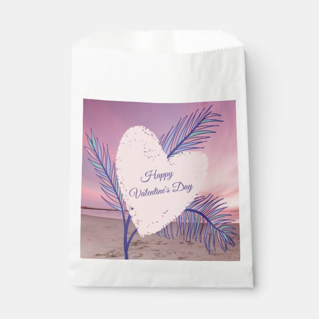 Küstenthema Pastel Valentine Pink Sunset Beach Geschenktütchen (Vorderseite)