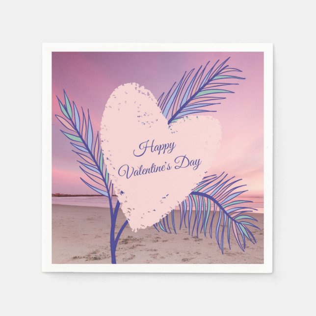 Küstenthema Pastel Valentine Pink Sunset Beach Serviette (Vorderseite)