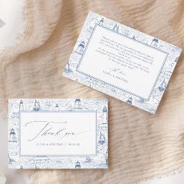 Küstentoile-Leuchtturm Blaue Hochzeit Dankeskarte