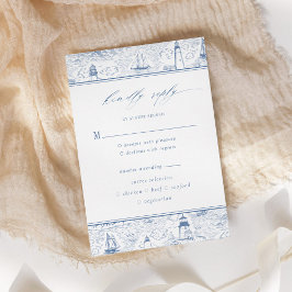 Küstentoile-Leuchtturm Blaue Hochzeit RSVP Karte