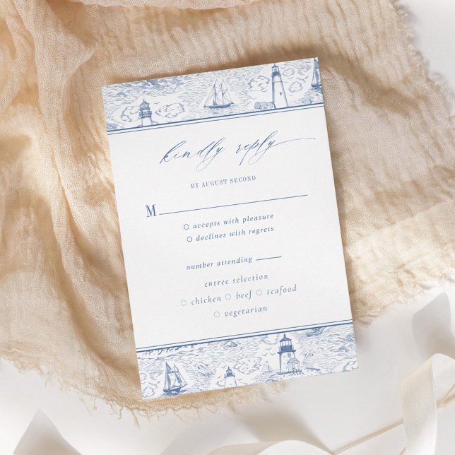 Küstentoile-Leuchtturm Blaue Hochzeit RSVP Karte (Von Creator hochgeladen)