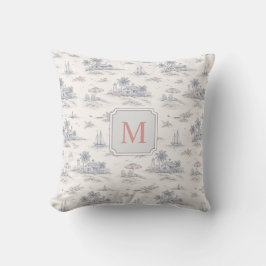 Küstentrope Toile de Jouy Monogramm Name Kissen