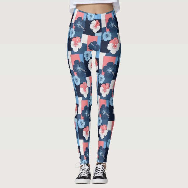 Küstentropisches Hibiskus-Muster (11) Leggings (Vorderseite)