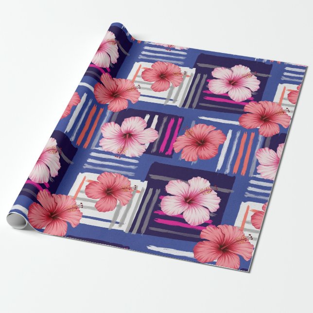 Küstentropisches Hibiskus-Muster (12) Geschenkpapier (Ungerollt)