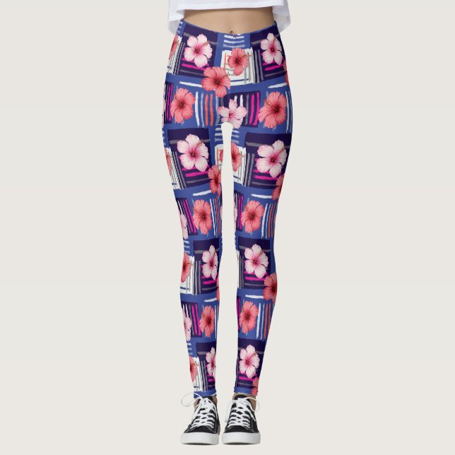 Küstentropisches Hibiskus-Muster (12) Leggings (Vorderseite)