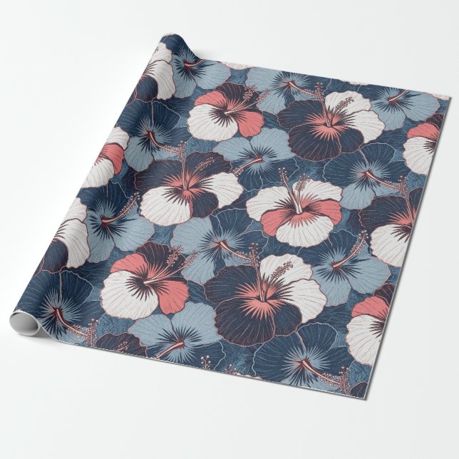 Küstentropisches Hibiskus-Muster (14) Geschenkpapier (Ungerollt)