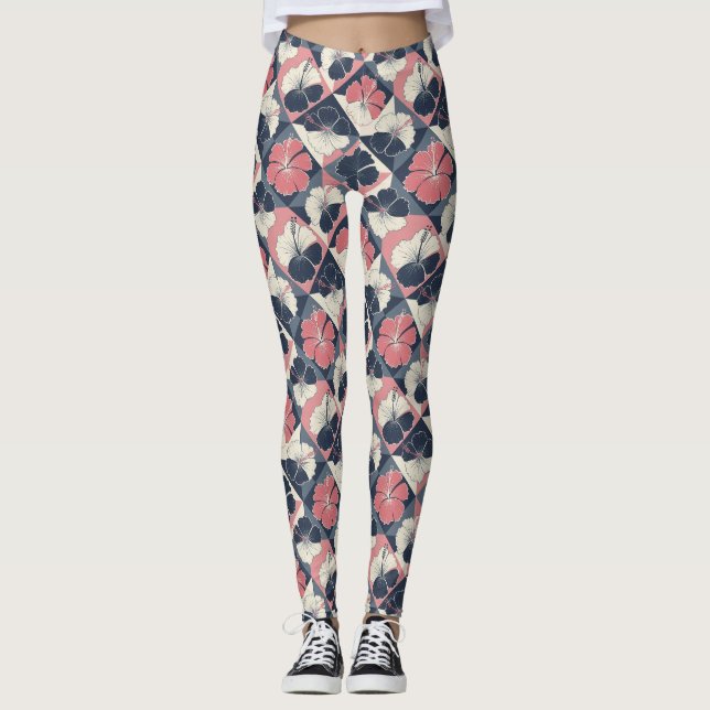 Küstentropisches Hibiskus-Muster (3) Leggings (Vorderseite)