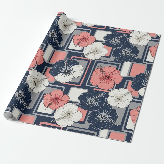Küstentropisches Hibiskus-Muster (4) Geschenkpapier (Ungerollt)