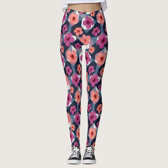 Küstentropisches Hibiskus-Muster (8) Leggings (Vorderseite)