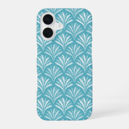 Küstentürkisblaue florale Schuppenkunst iPhone 16 Hülle
