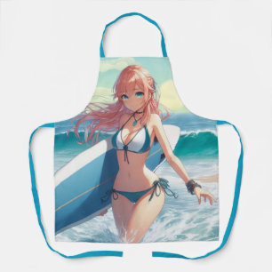Küstentyp/nautischer/tropischer Anime-Surfergirl Schürze