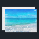 KÜSTENURLAUBSKARTE | Weihnachten in Tropical Beach<br><div class="desc">Meer und Grüße! Fun Weg,  Grüße für den Urlaub für Ozeanliebhaber überall zu senden. Die Wellen der Golfküste von Florida sind in aquamarinen,  aqua- und marineblau-blauen Farbtönen,  tropisch und skurril gehalten und ideal für ein warmes Wetter Weihnachten oder Erinnerungen. Persönliche Namen und individuelle Weihnachtskarten für die Küsten!</div>