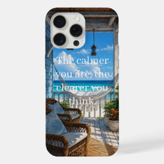 Küstenveranda mit Hängematte und türkisem Meer iPhone 15 Pro Max Hülle