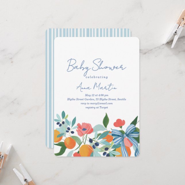 Küstenvibes Baby Shower Einladung (Vorderseite/Rückseite Beispiel)