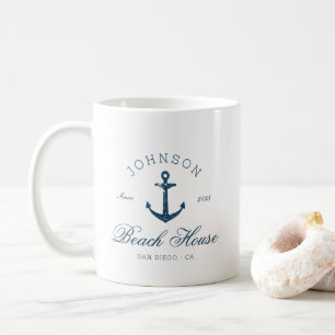 Küstenvintage Strandhaus Anker Marineblau  Kaffeetasse