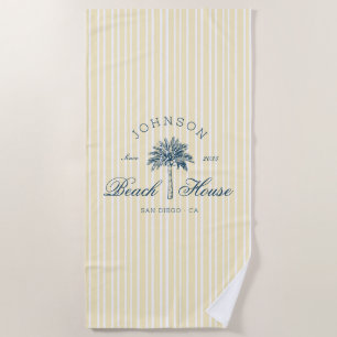 Küstenvintage Strandhaus Palme Blaue Streifen Strandtuch