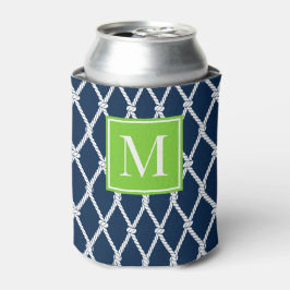 Küstenvornehm-nautisches Monogramm - Navy & Lime Dosenkühler