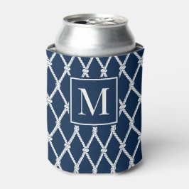 Küstenvornehm-nautisches Monogramm - Navy & Weiß Dosenkühler