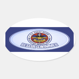 Küstenwache-Rettungs-Schwimmer Ovaler Aufkleber