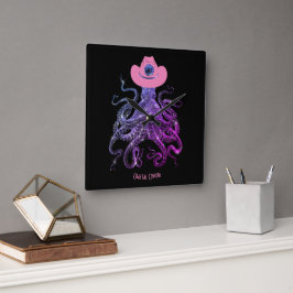 Küstenwache Silver Pink Monogram Wall Clock Quadratische Wanduhr