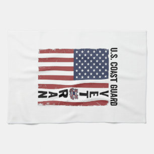 Küstenwache Veteran Flagge Vintage Vektor Design_1 Geschirrtuch