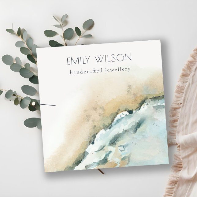 Küstenwacht Sand Beach Necklace Display Quadratische Visitenkarte (Von Creator hochgeladen)