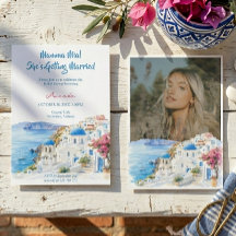 Küstenwasserfarbe Santorin Griechenland Brautparty