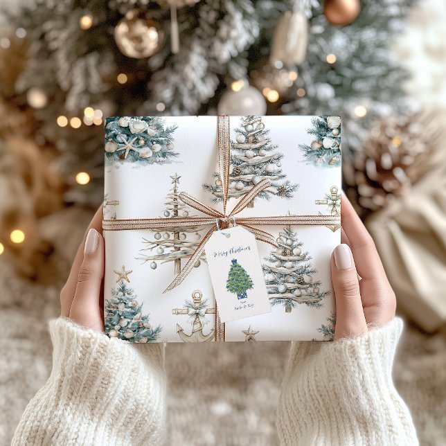 Küstenweihnachtsbaum + Anker Geschenkpapier (Coastal Christmas Tree Paper)