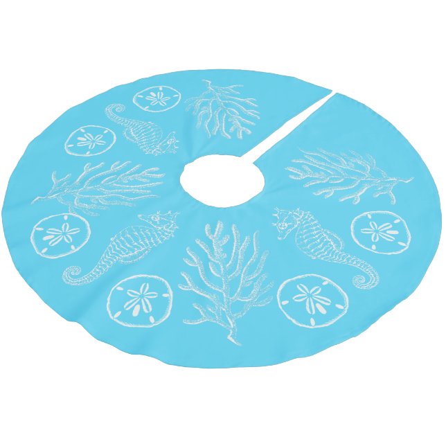 Küstenweihnachtsseashell-Rock Polyester Weihnachtsbaumdecke (Schrägansicht)