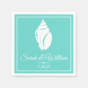 Küstenweiß Seashell & Sea Green   PERSONALISIERT Serviette