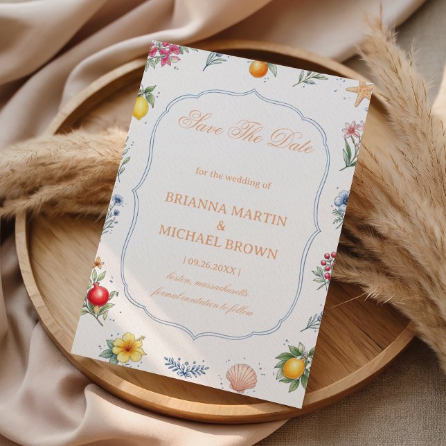 Küstenzitrus-Blumenankündigung Save The Date (Von Creator hochgeladen)