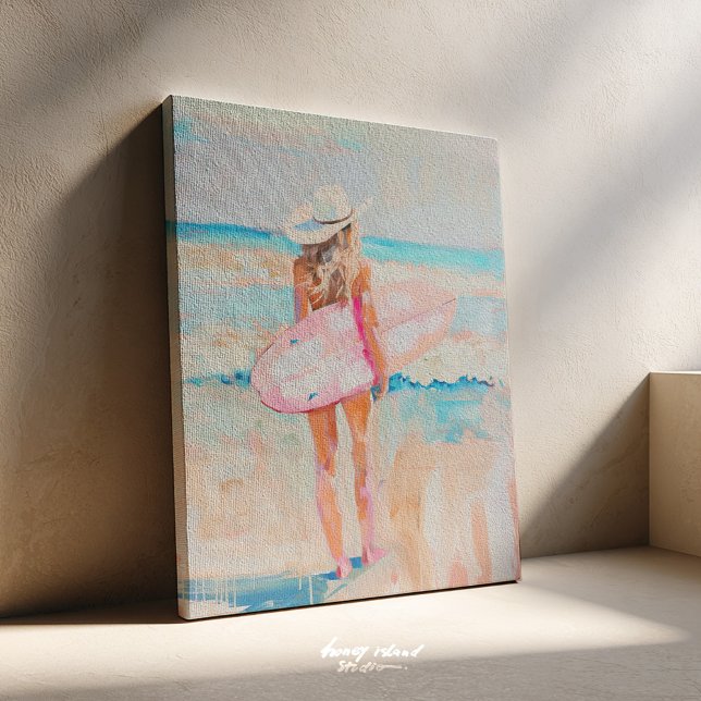 Küstercowgirl-Surfbemalung auf Leinwand (coastal cowgirl, surf art, western decor, beach wall art, boho coastal, cowgirl chic, surf aesthetic)