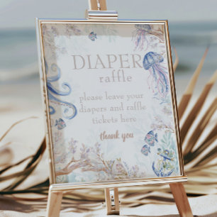 Küstermeeresleben-Baby-Shower-Windel-Raffle-Schild Poster