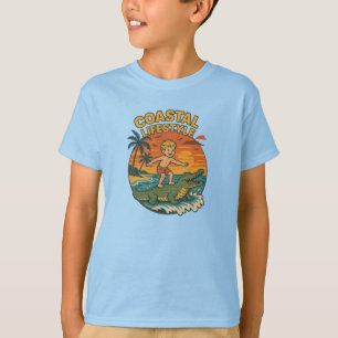 Küstisches Leben Alligator Surfen Retro FL Surf St T-Shirt