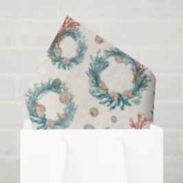 Küstlerischer vintage Weihnachts-Kranz in maritime Seidenpapier