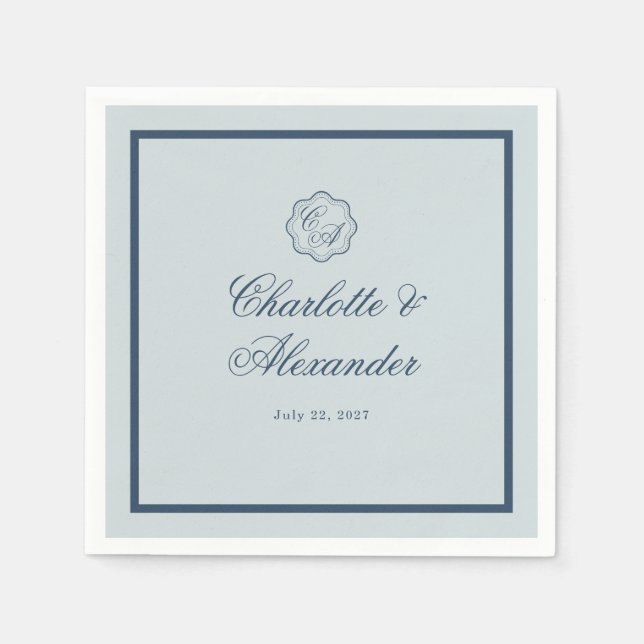 Küstliche Hochzeit Staubblau Klassische Serviette (Vorderseite)