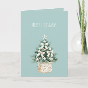Küstliche Weihnachtsbaum-Schleifen Blau Strand Oze Karte