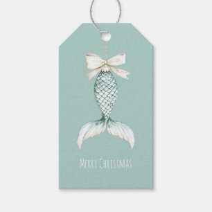 Küstliche Weihnachtsmeerjungfrau Bogen Blau Strand Geschenkanhänger
