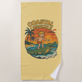 Küstlicher Lebensstil Alligator Surfen Retro Surf  Strandtuch
