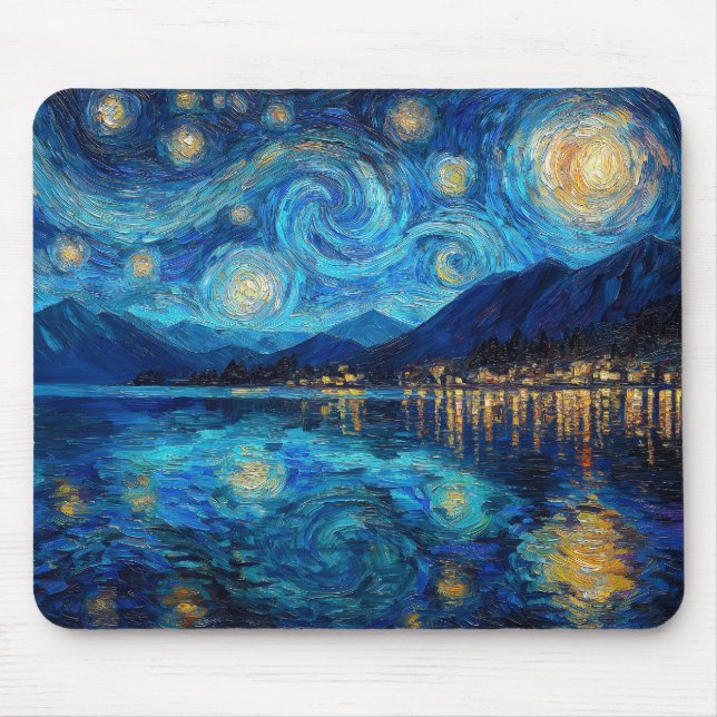 Küstlicher Nachthimmel Van Gogh inspiriert Mousepad (Vorne)