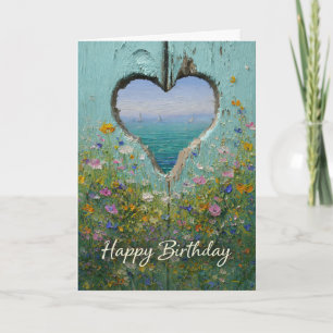 Küstliches Herz Wildblumen Alles Gute zum Geburtst Karte